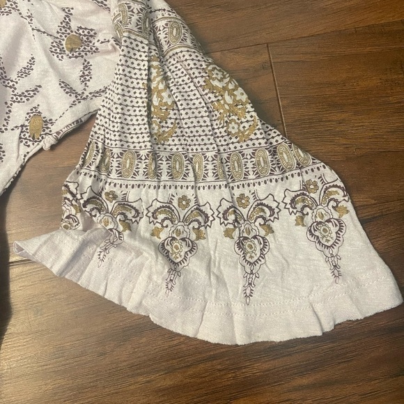 Free People Printed Bell Sleeve Top Size S - Picture 4 of 6